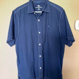 Mens L Tommy Bahama Men's Navy Camp Shirt